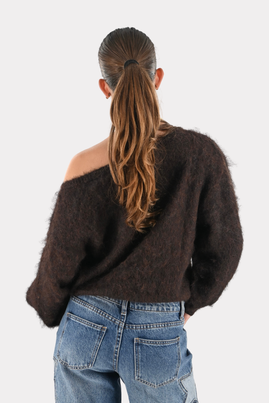 Maira™ | Off shoulder-stickad tröja