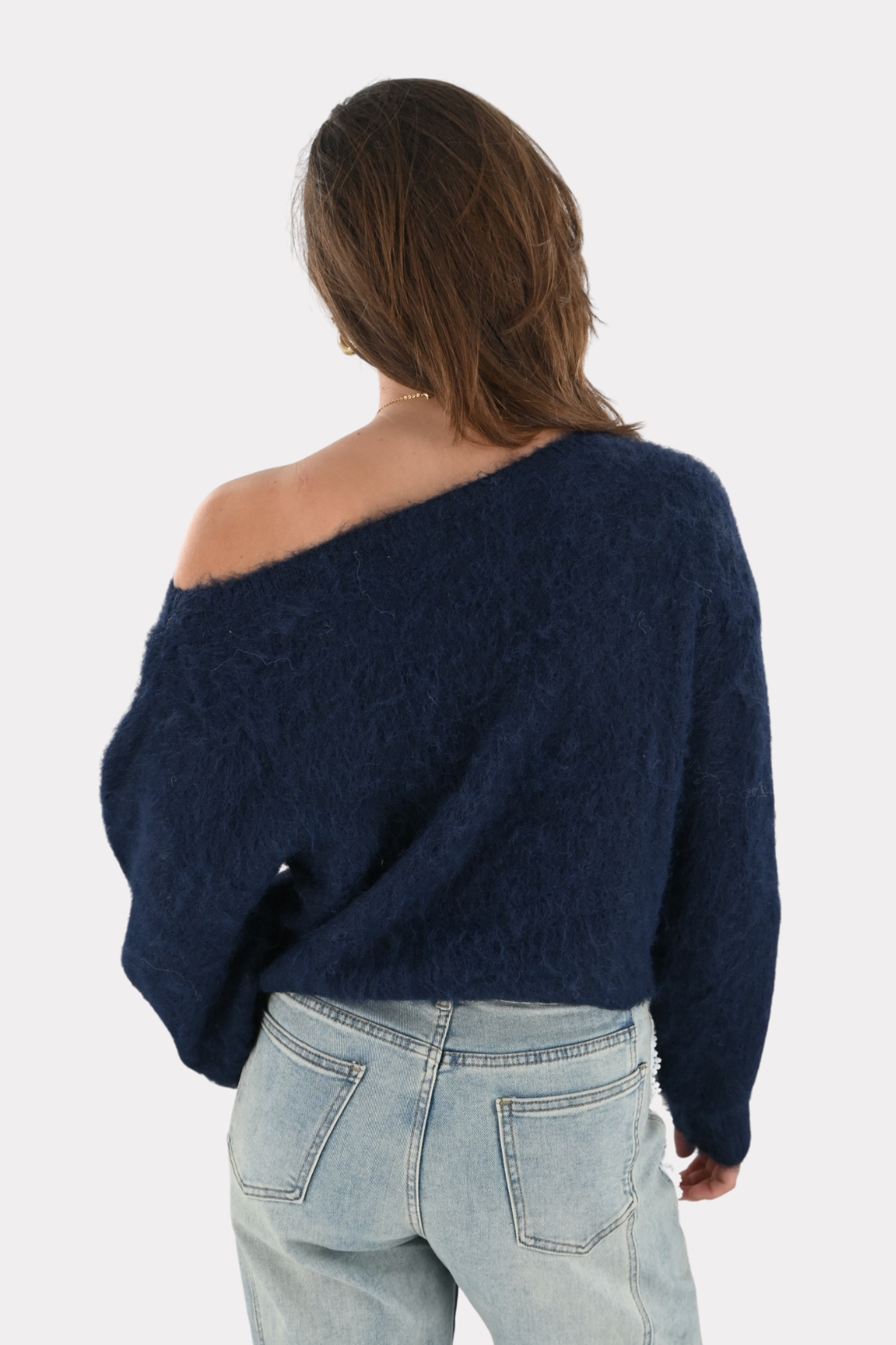 Maira™ | Off shoulder-stickad tröja